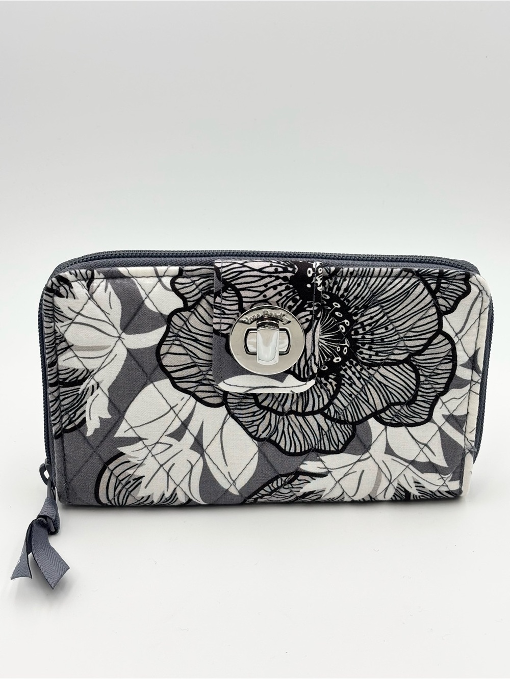 Vera Bradley Floral Quilted Wallet - Gray & White